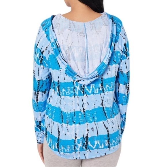 Koolaburra By UGG XS French Terry Slub Knit Long Sleeve Blue Tie Dye Sweater Y2 - Picture 2 of 6